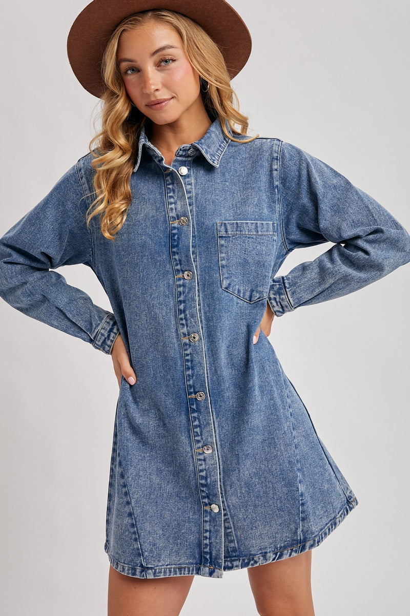 Downtown Denim Shirt Dress