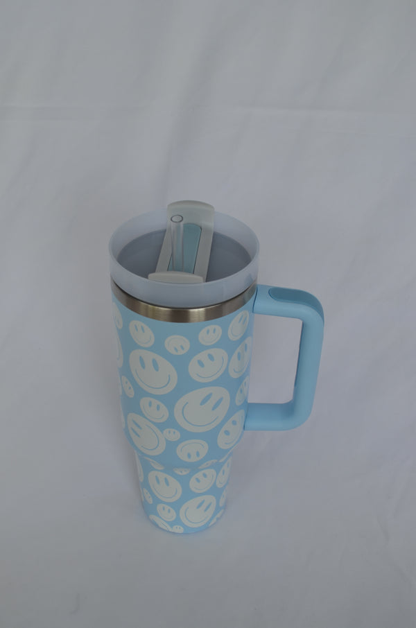 Stainless Steel Tumbler - Blue Smiley