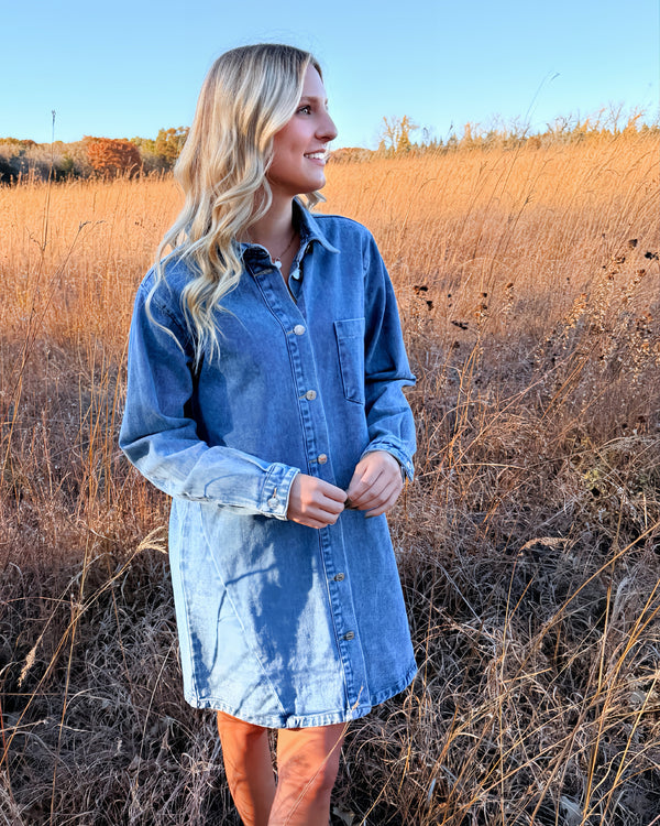 Downtown Denim Shirt Dress