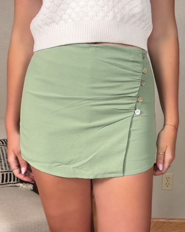 Button Front Wrap Skort