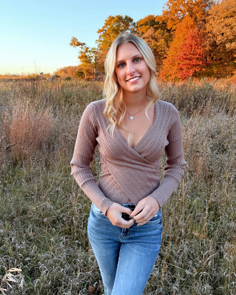 Mocha Wrap Knit Top