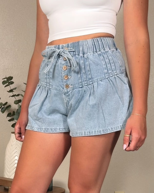 Flare Denim Shorts