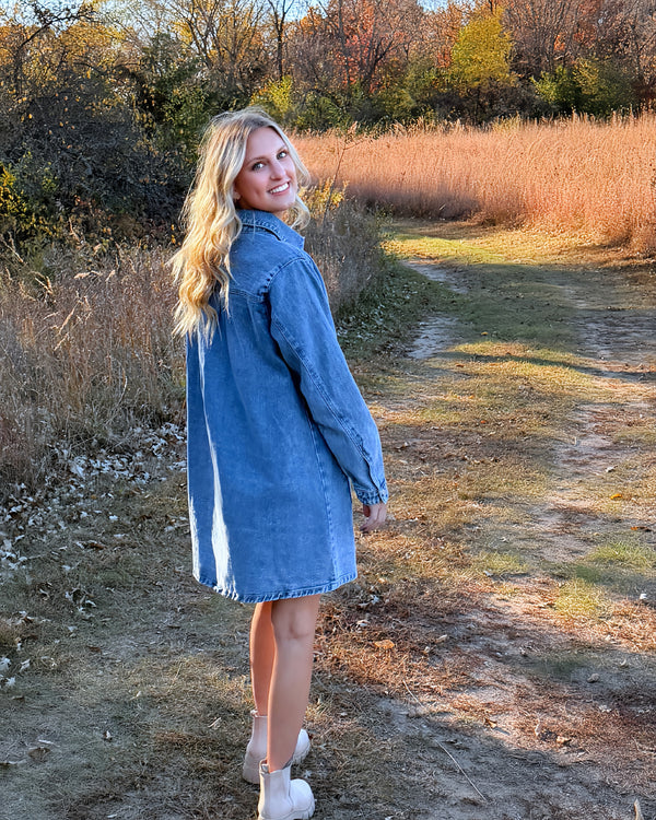 Downtown Denim Shirt Dress