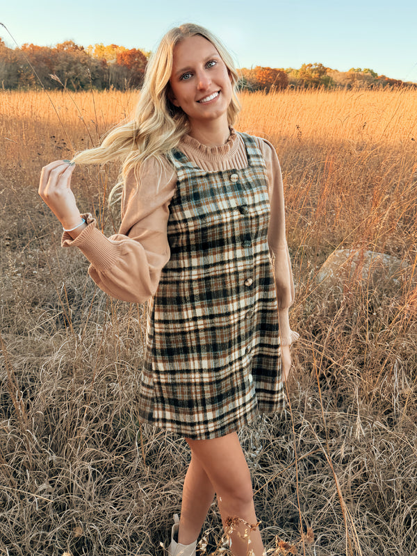 Autumn Plaid Button-Up Mini Dress
