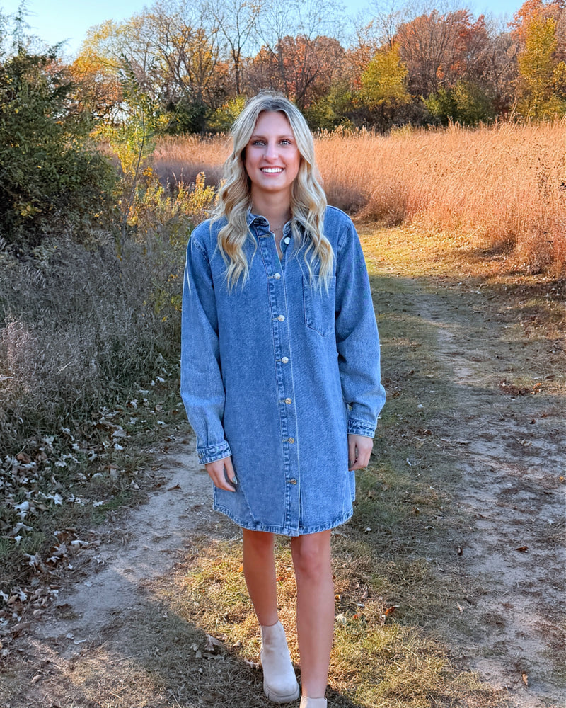 Downtown Denim Shirt Dress