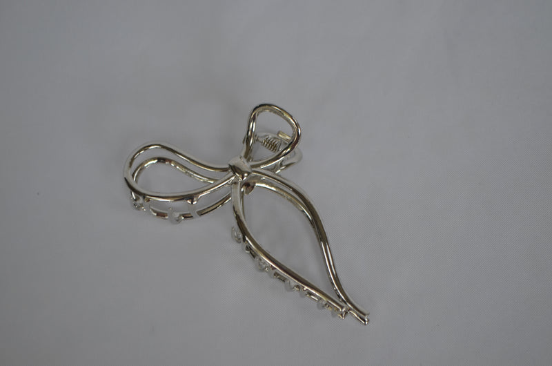 Silver Bow Claw Clip