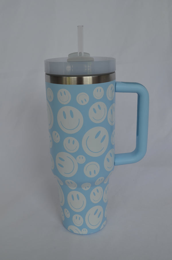 Stainless Steel Tumbler - Blue Smiley