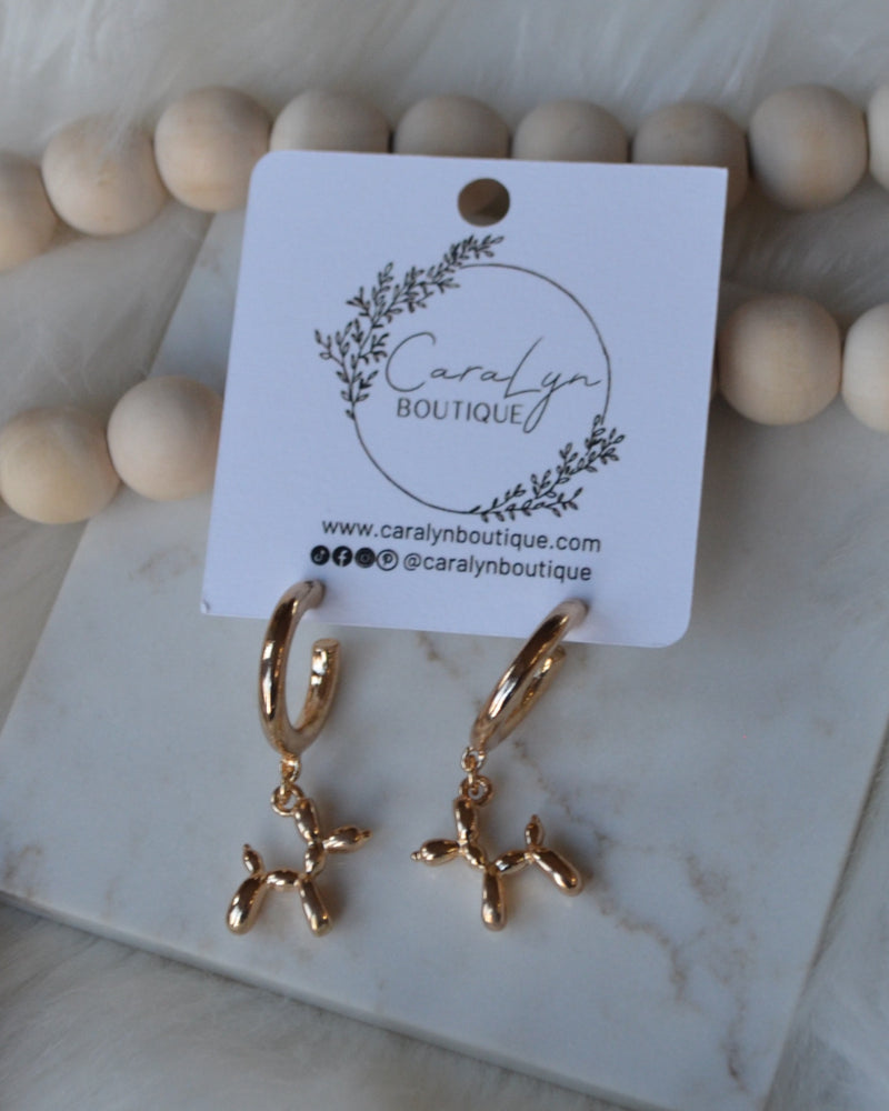 Pop Off Ballon Animal Gold Earrings