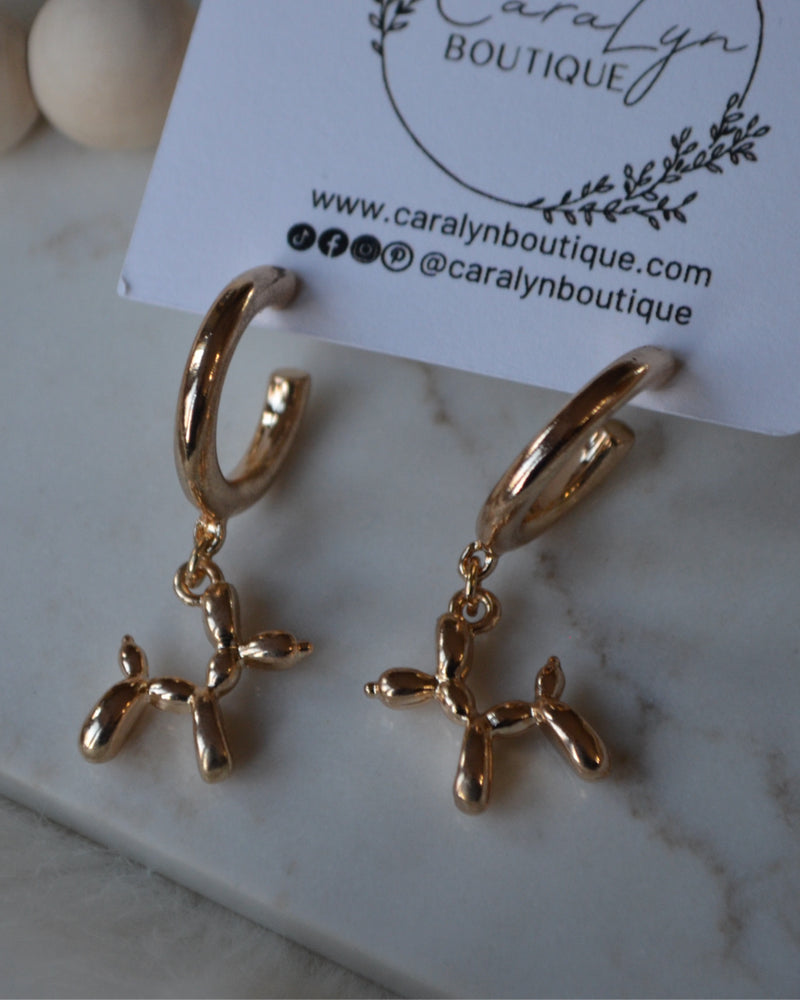 Pop Off Ballon Animal Gold Earrings