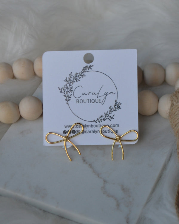 Bow My Mind Gold Earrings