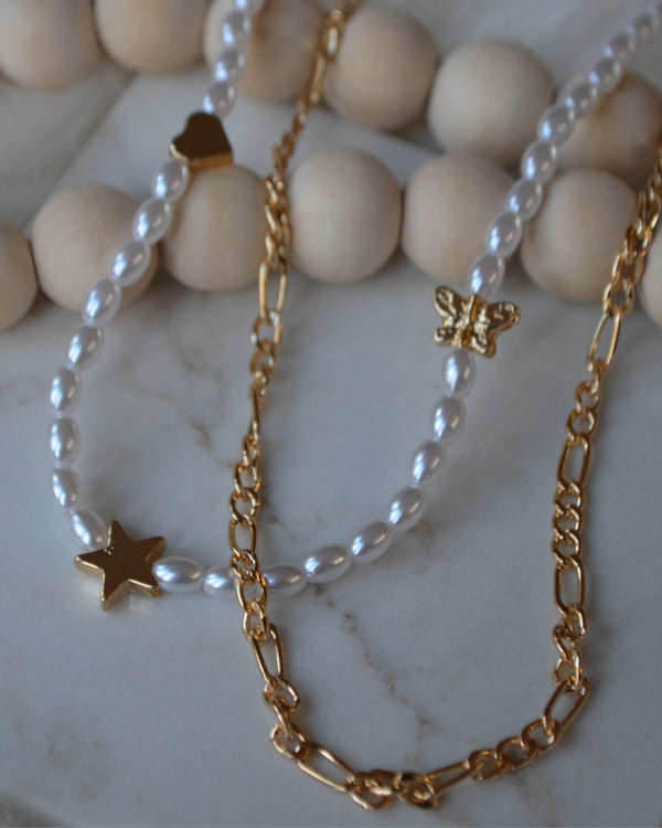Pretty In Pearl Gold Necklace