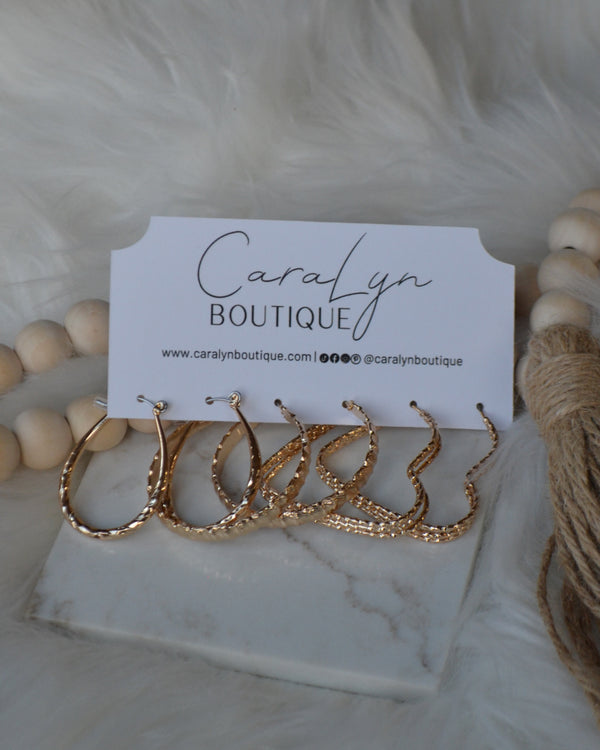 Hoop Hearted Gold Earrings Set